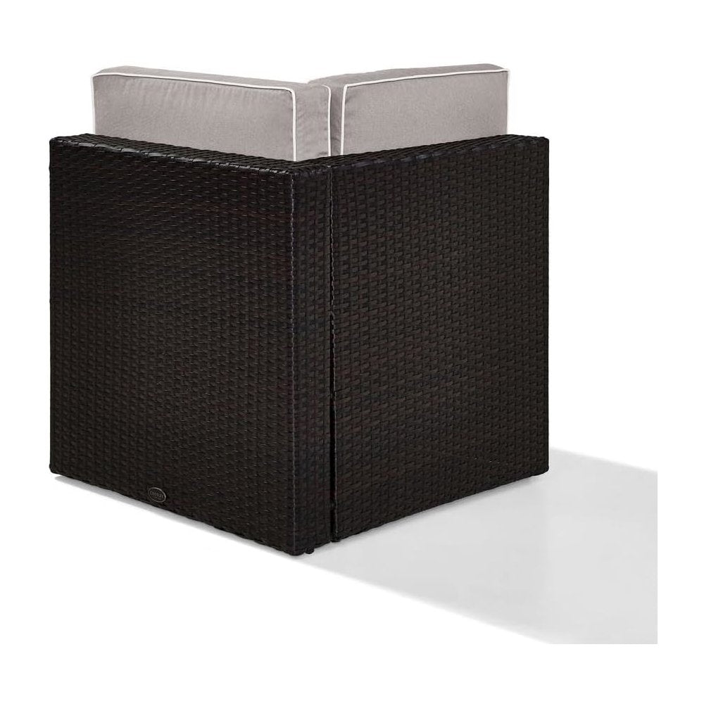 Gray Wicker Corner Chair for Outdoor Living with Durable Frame