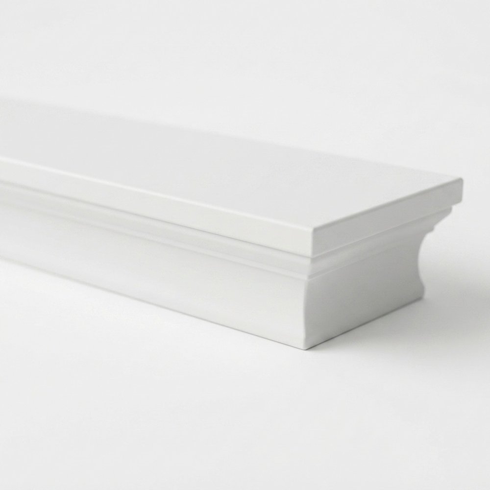 Mahogany and MDF Floating Wall Shelf with French Cleat Mount, Extra-Long