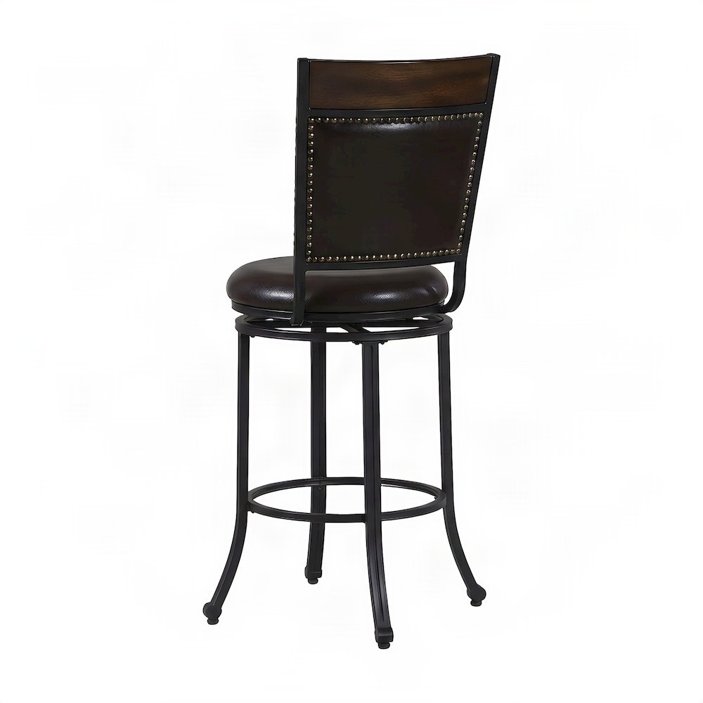 PU Leather Swivel Bar Stool with Steel Frame and Bentwood Rail, Brown