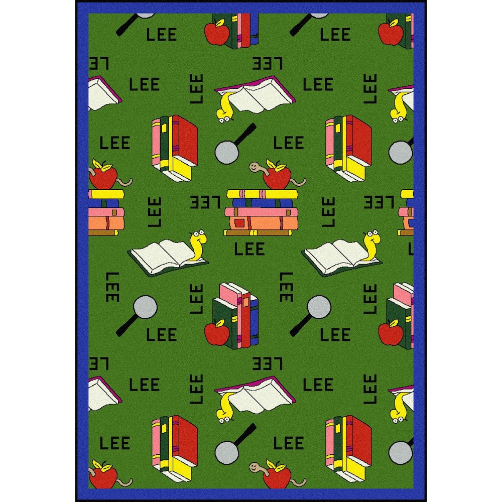 Kid Essentials Bookworm (Spanish) 5'4" x 7'8" Area Rug in Color Green