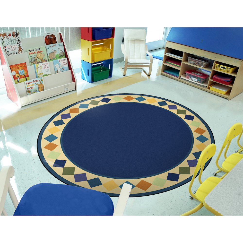 Kid Essentials Delightful Diamonds 13'2" Round Area Rug in Color Multi