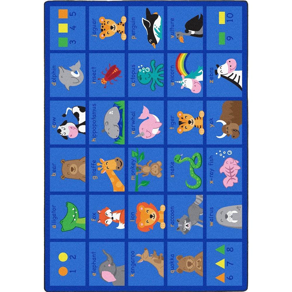 Kid Essentials Friendly Phonics Animals 7'8" x 10'9" Area Rug in Color Multi