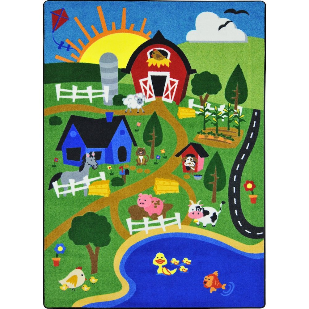 Kid Essentials Happy Farm 7'8" x 10'9" Area Rug in Color Multi