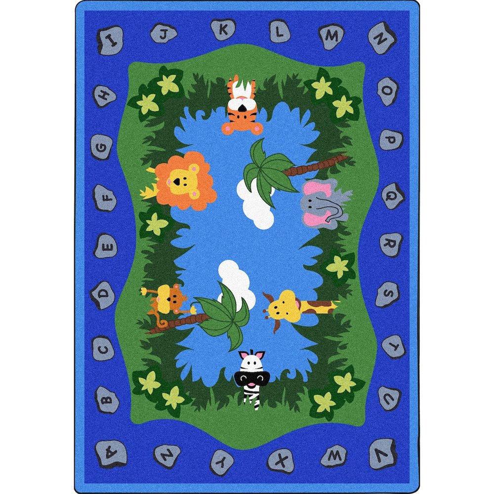 Kid Essentials Jungle Peeps 7'8" x 10'9" Area Rug in Color Multi