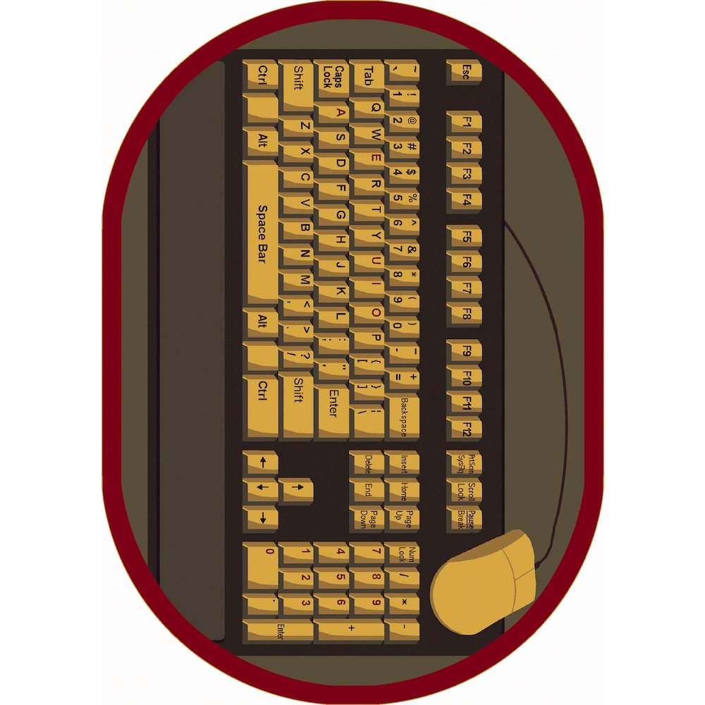 Kid Essentials Keyboard Connection 7'8" x 10'9" Oval Area Rug in Color Brown