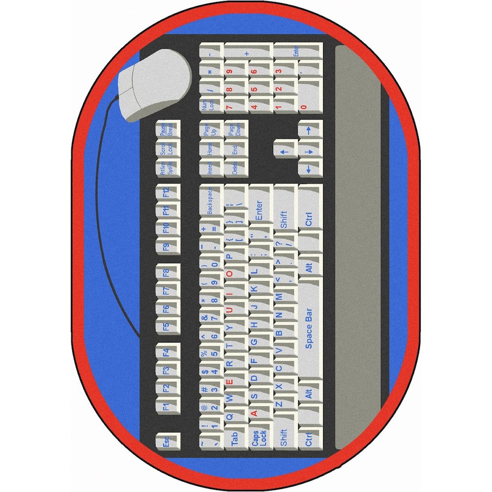 Kid Essentials Keyboard Connection 7'8" x 10'9" Oval Area Rug in Color Gray