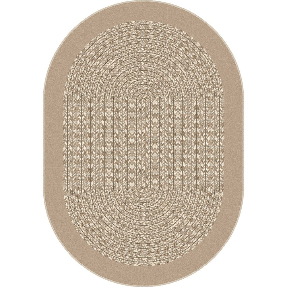 Kid Essentials Like Home 5'4" x 7'8" Oval Area Rug in Color Beige