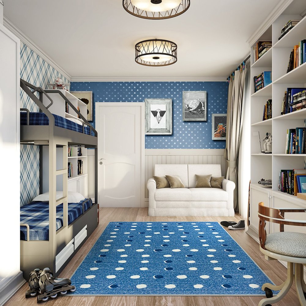 Claremont Kids Little Moons 5'4" x 7'8" Area Rug in Color Blue Skies