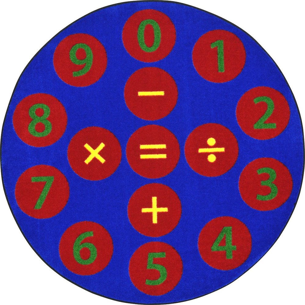 Kid Essentials Number Jumpers 5'4" Round Area Rug in Color Multi