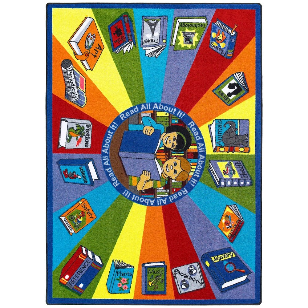 Kid Essentials Read All About It 7'8" x 10'9" Area Rug in Color Multi