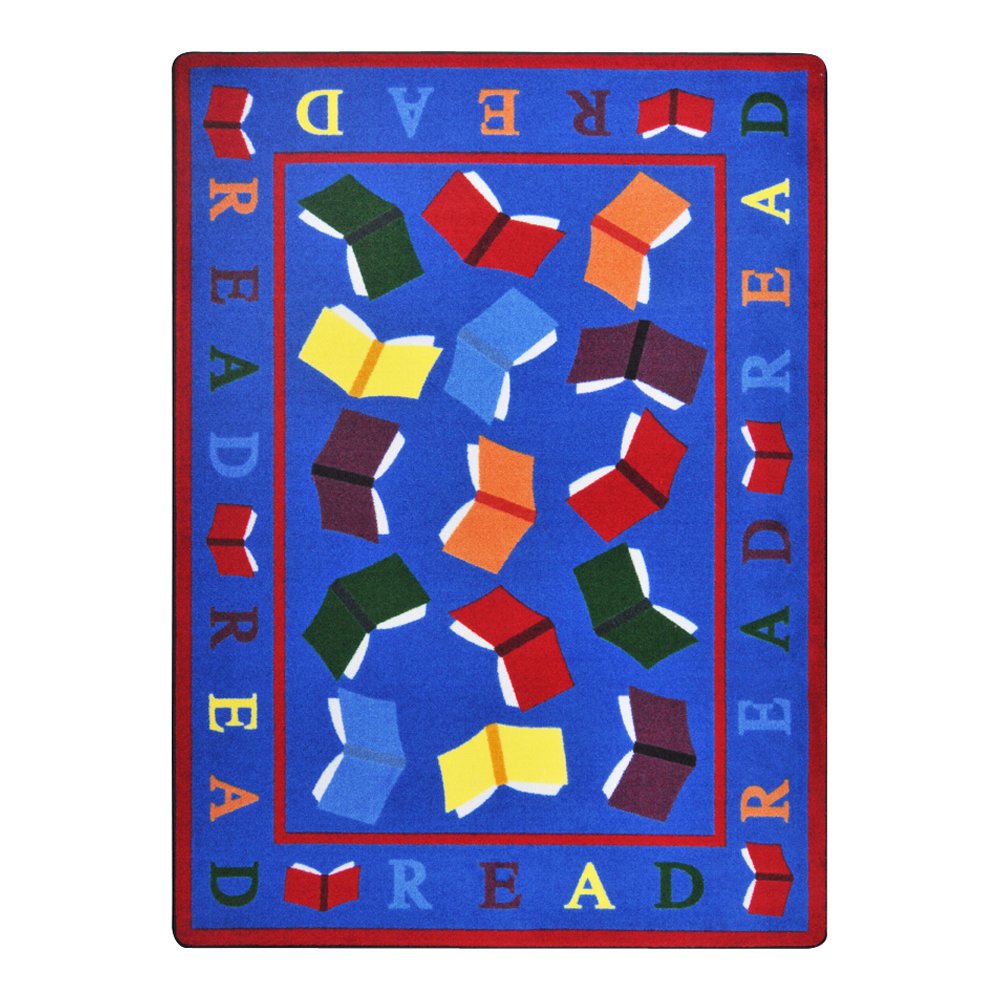 Kid Essentials Scattered Books 7'8" x 10'9" Area Rug in Color Multi