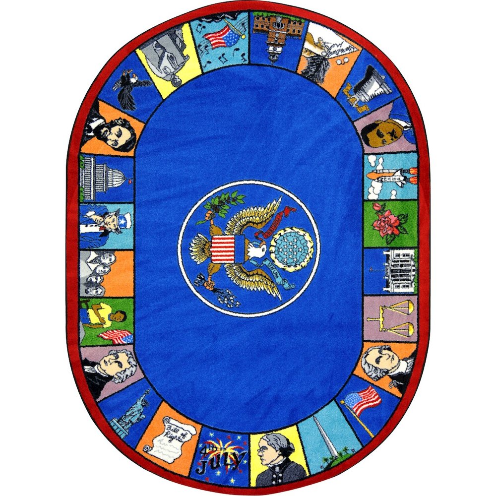 Kid Essentials Symbols of America 7'8" x 10'9" Oval Area Rug in Color Multi