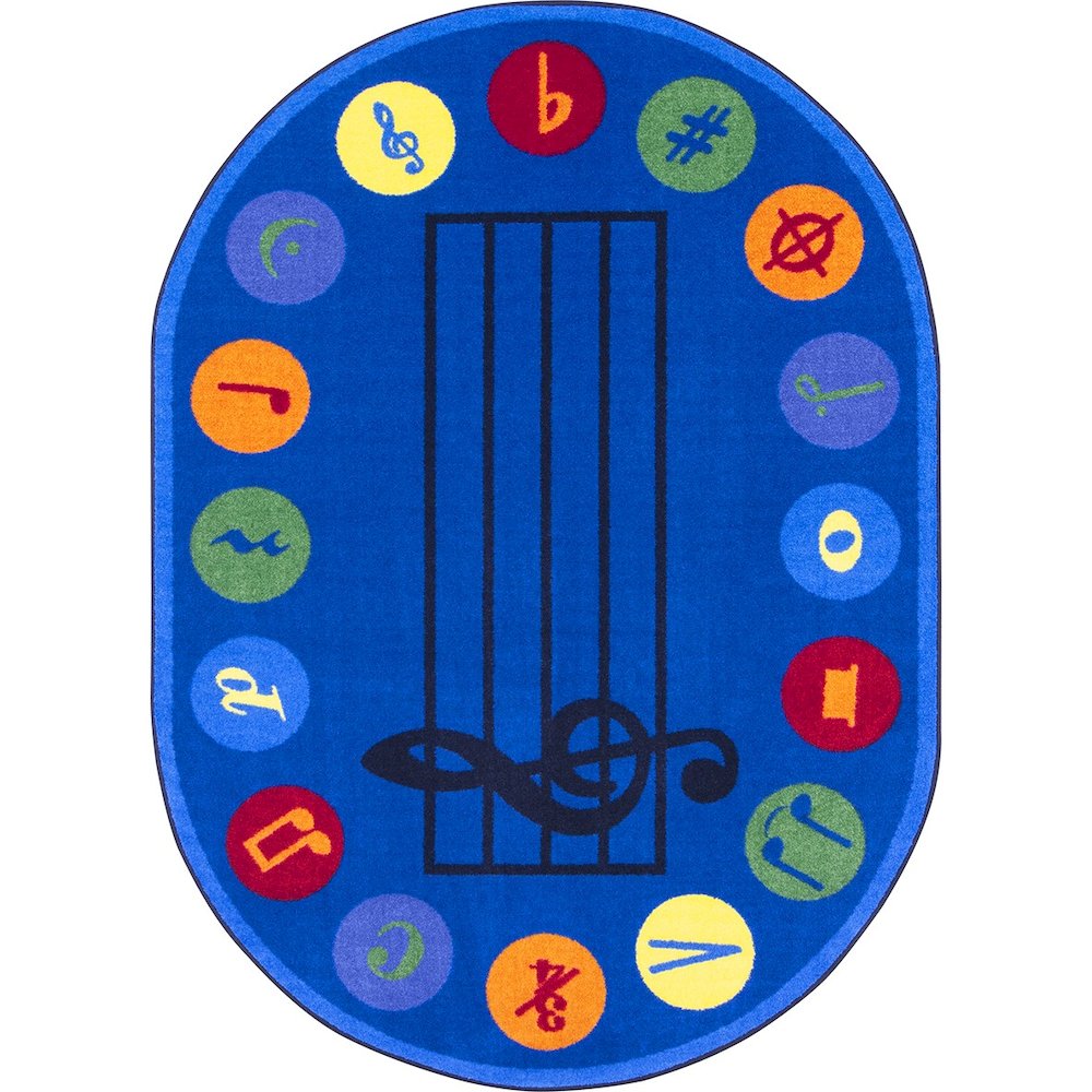 Kid Essentials Take Note 7'8" x 10'9" Oval Area Rug in Color Multi