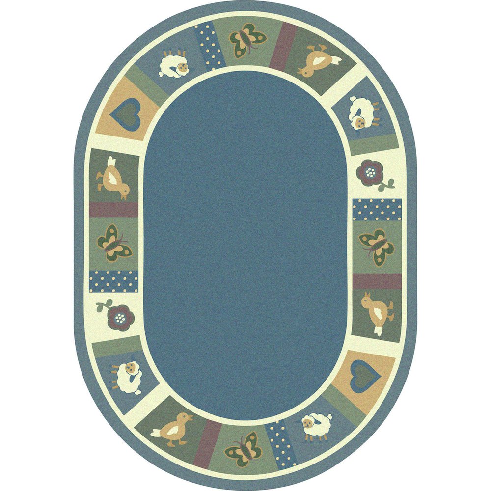 Kid Essentials Baby Blues 7'8" x 10'9" Oval Area Rug in Color Soft