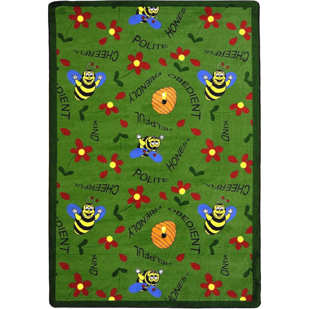 Kid Essentials Bee Attitudes 7'8" x 10'9" Area Rug in Color Green