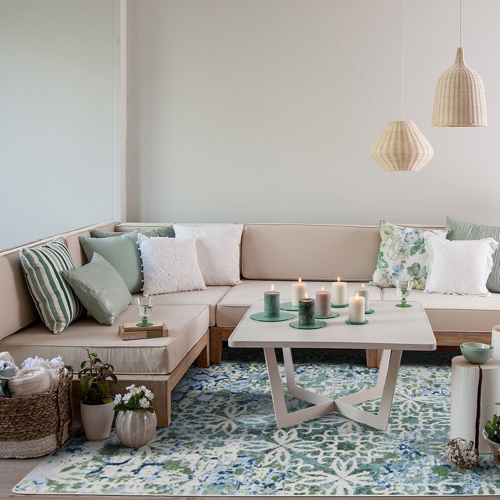 First Take Composite 7'8" x 10'9" Area Rug in Color Sea Green