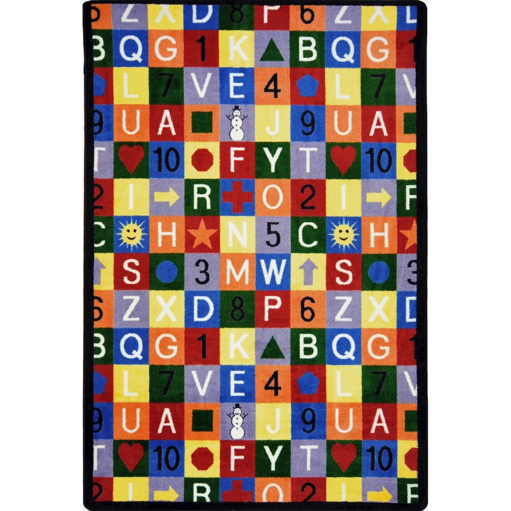 Playful Patterns Edu-Squares 7'8" x 10'9" Area Rug in Color Multi
