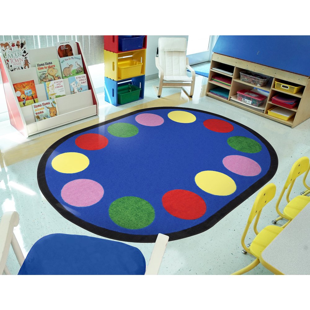 Kid Essentials Lots of Dots 10'9" x 13'2" Oval Area Rug in Color Multi