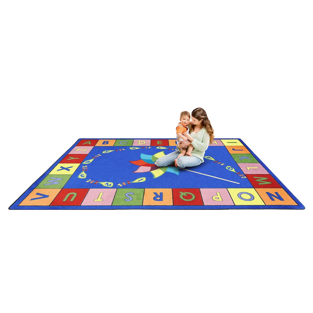 Kid Essentials Alphabet Pinwheel 5'4" x 7'8" Area Rug in Color Multi