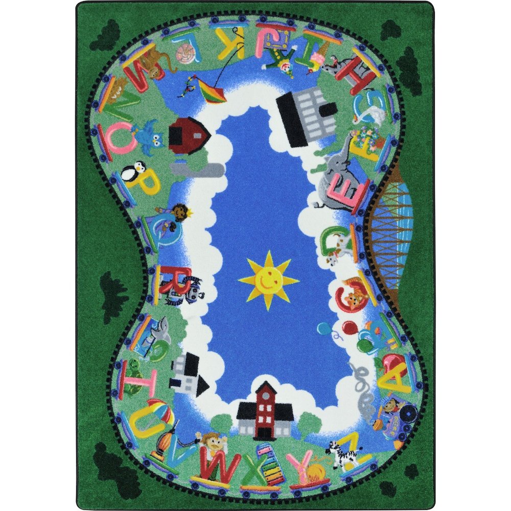 Kid Essentials Alphabet Railway 5'4" x 7'8" Area Rug in Color Multi