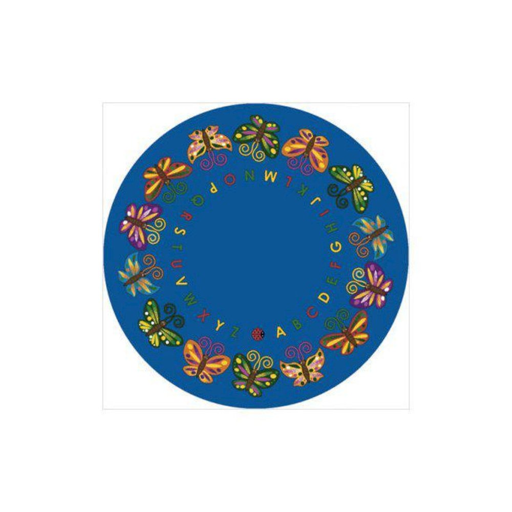 Kid Essentials Butterfly Delight 13'2" Round Area Rug in Color Multi