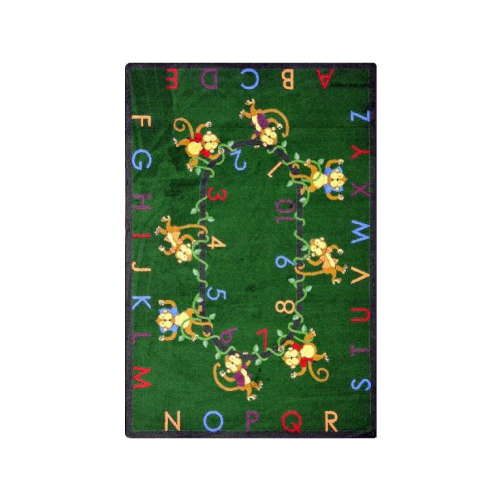 Kid Essentials Monkey Business 7'7" Round Area Rug in Color Green