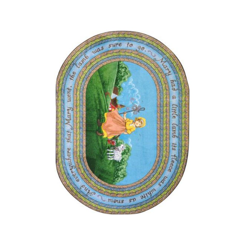 Kid Essentials Mary's Lamb 7'7" Round Area Rug in Color Multi