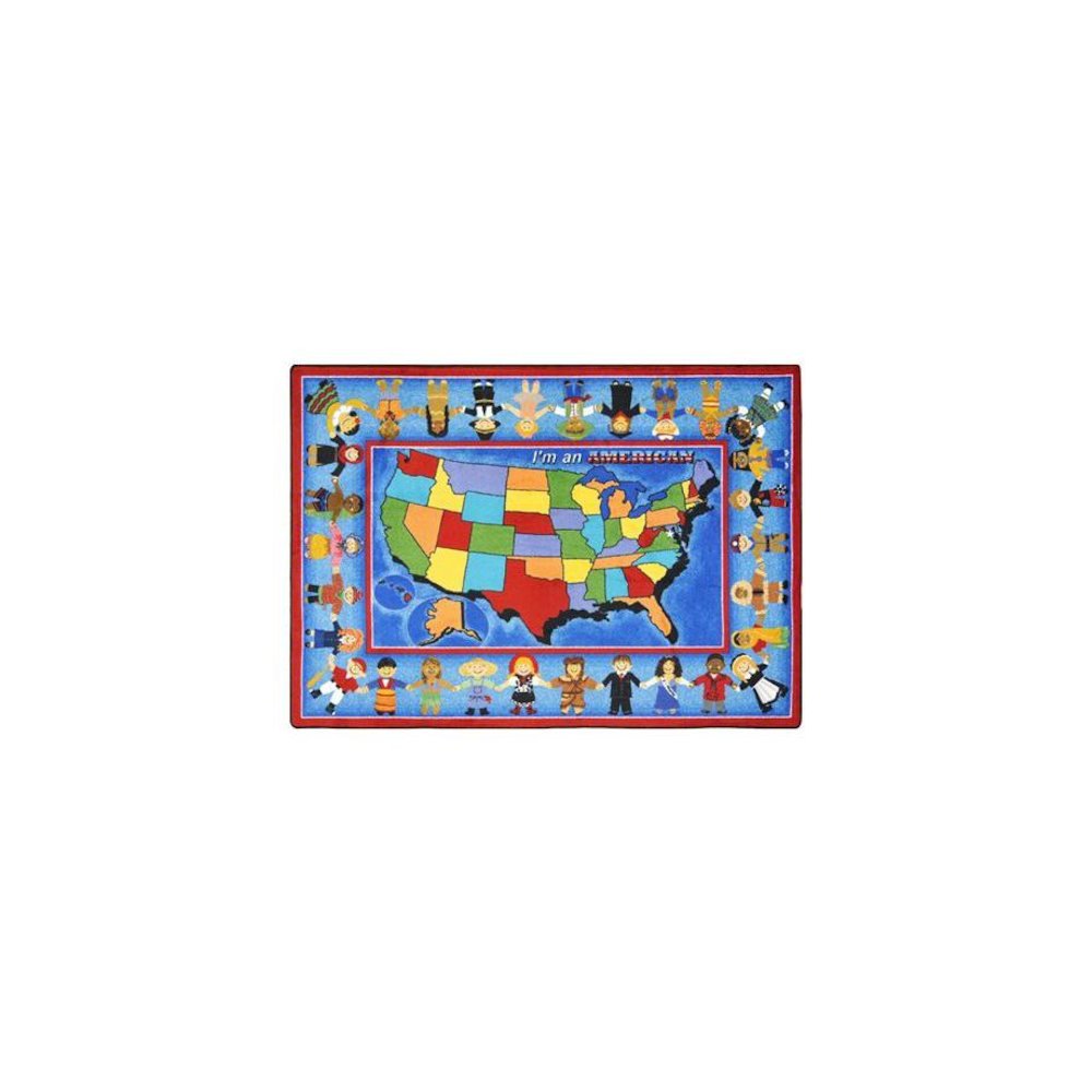 Kid Essentials I'm An American 7'8" x 10'9" Oval Area Rug in Color Multi