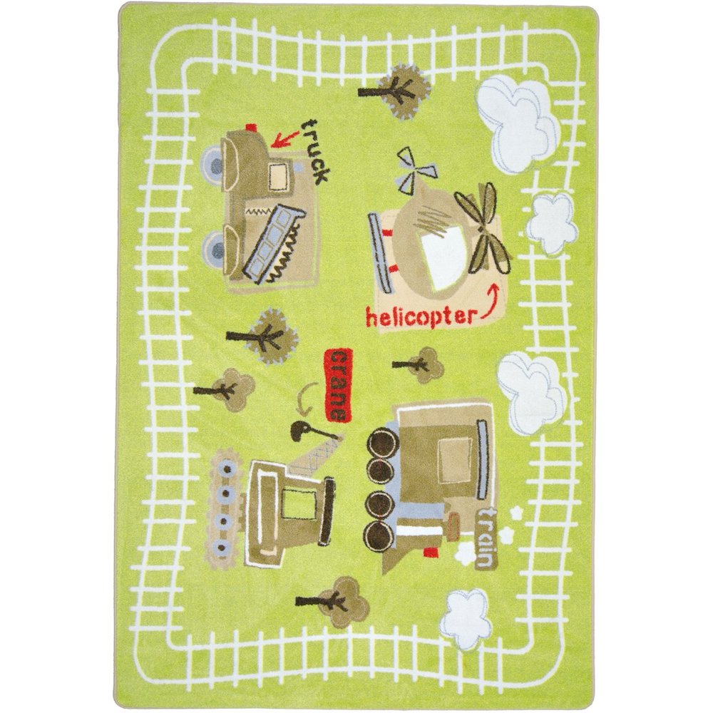 Kid Essentials Big Machines 3'10" x 5'4" Area Rug in Color Multi