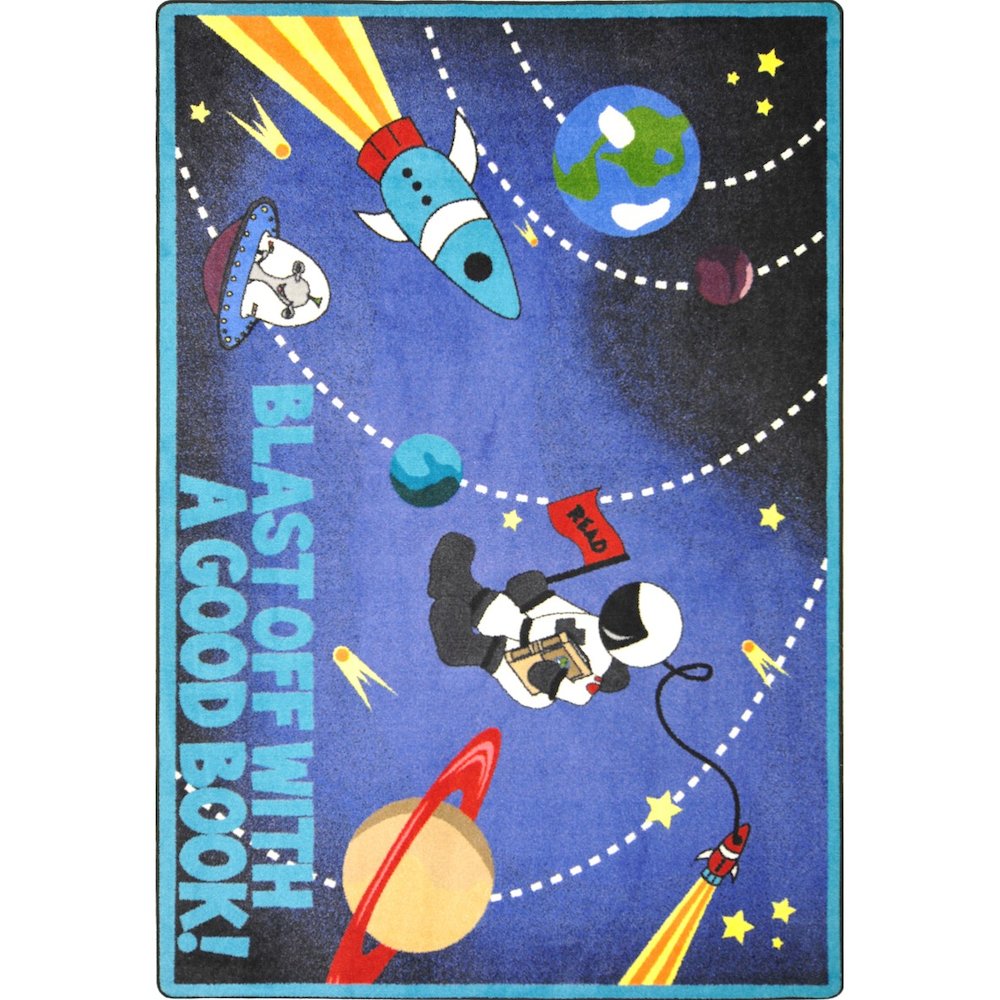 Kid Essentials Blast Off With a Good Book 5'4" x 7'8" Area Rug in Color Multi
