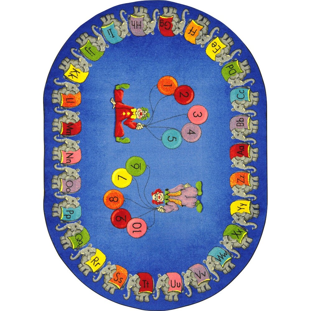 Kid Essentials Circus Elephant Parade 5'4" x 7'8" Oval Area Rug in Color Multi