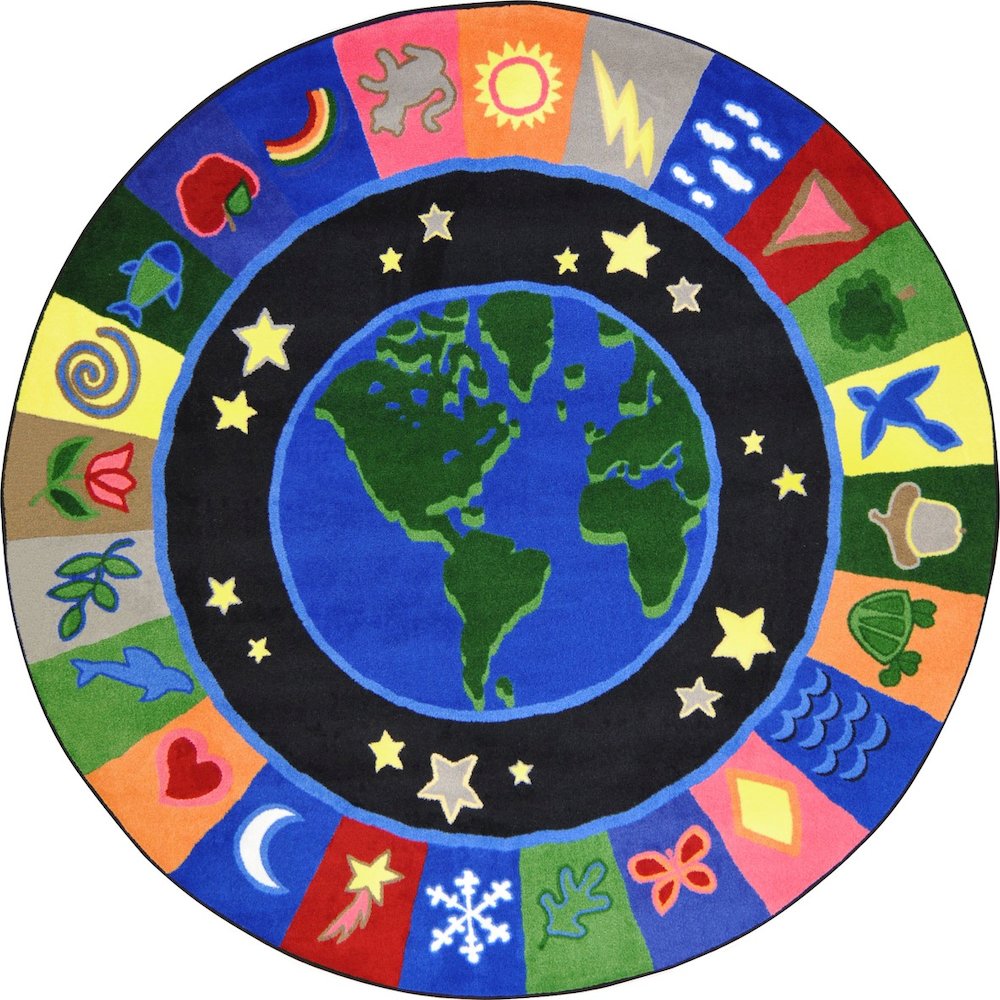 Kid Essentials EarthWorks 7'7" Round Area Rug in Color Multi