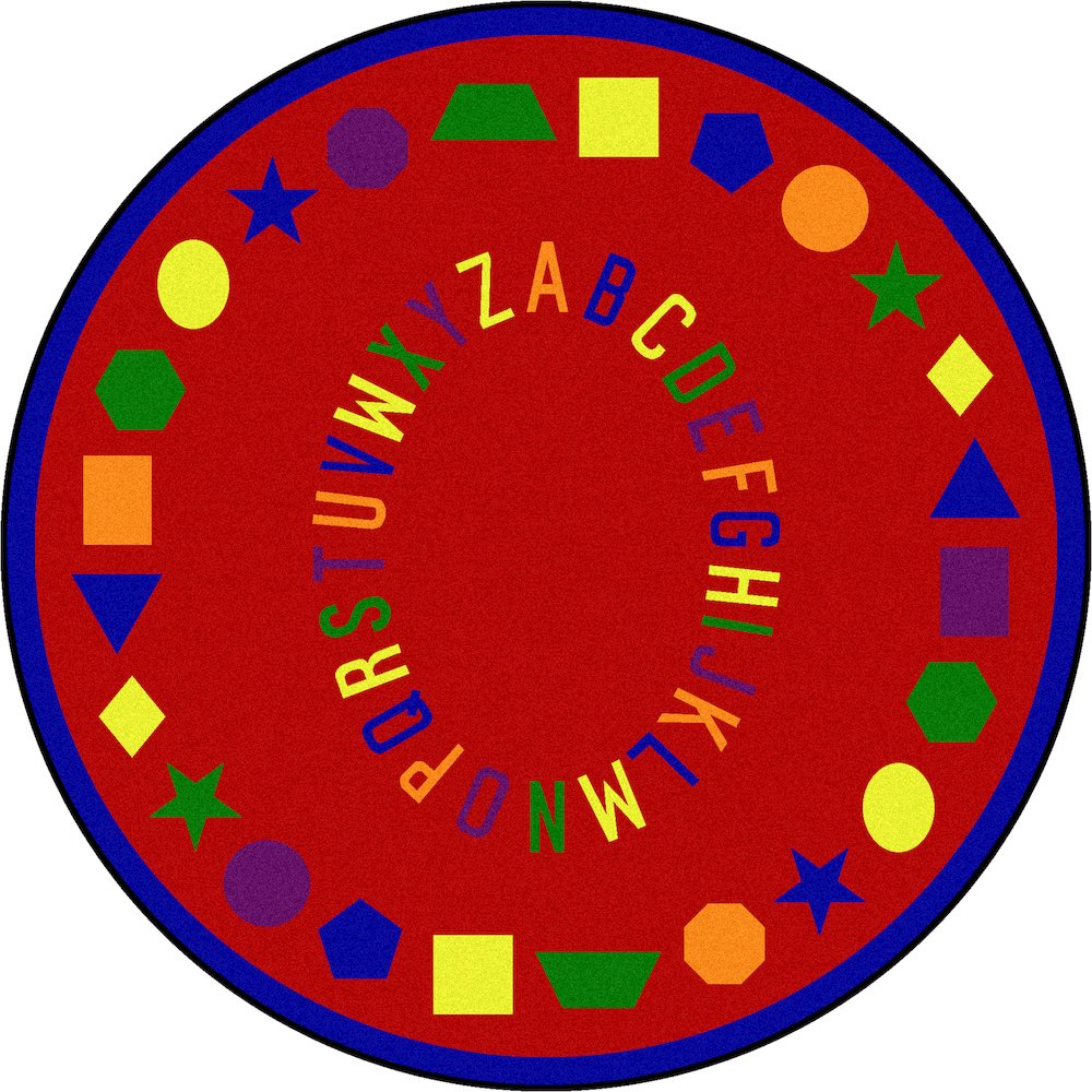 Kid Essentials First Lessons 7'7" Round Area Rug in Color Red