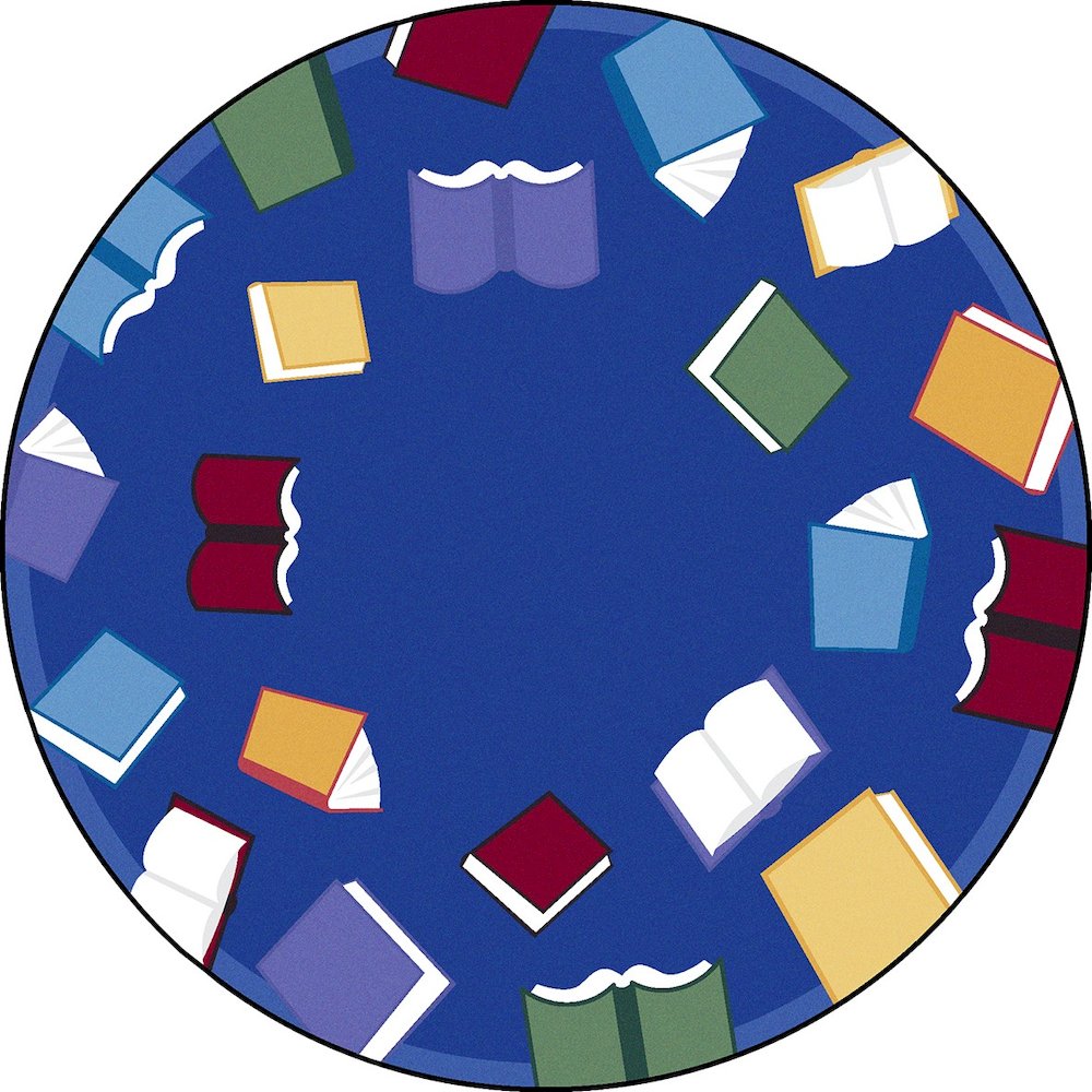 Kid Essentials Fly Away with Reading 7'7" Round Area Rug in Color Multi