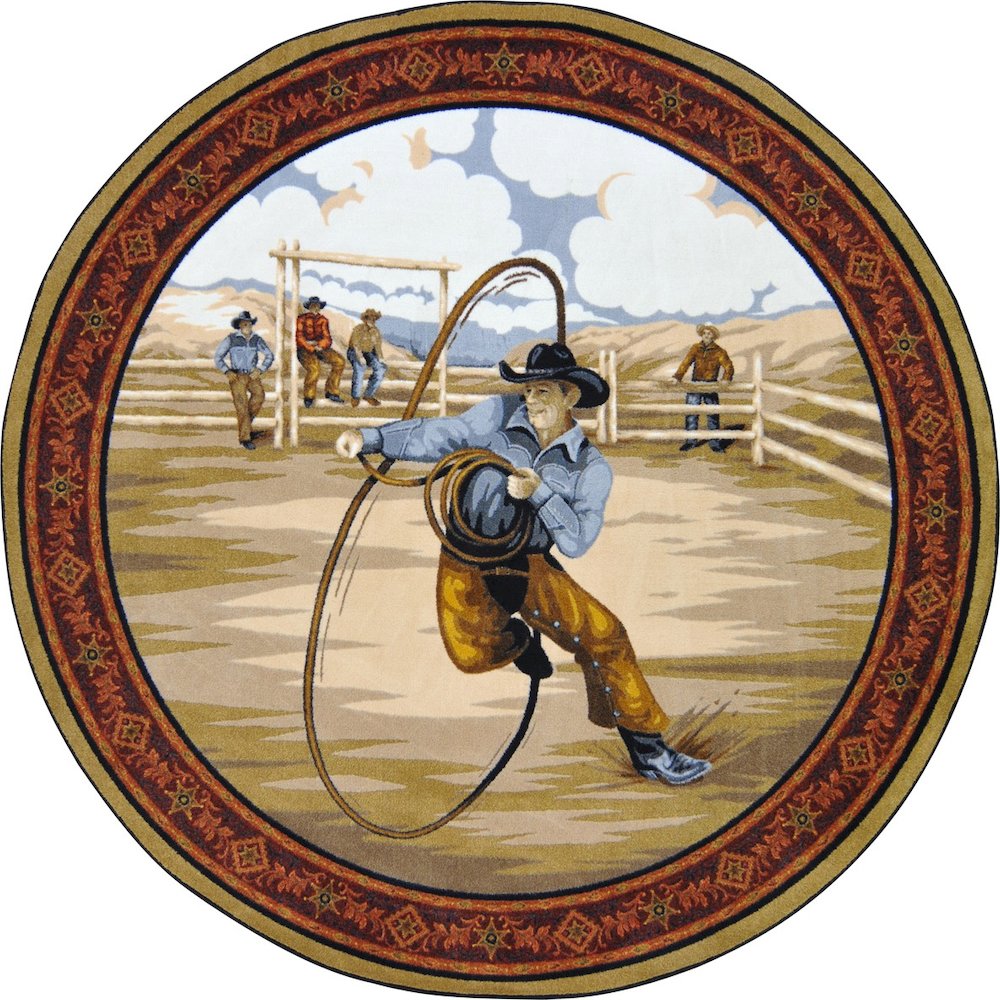 Cowboy Carpets La Riata 7'7" Round Area Rug in Color Multi