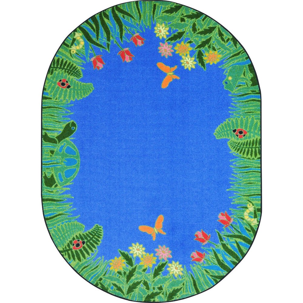 Kid Essentials Merry Meadows 5'4" x 7'8" Oval Area Rug in Color Blue