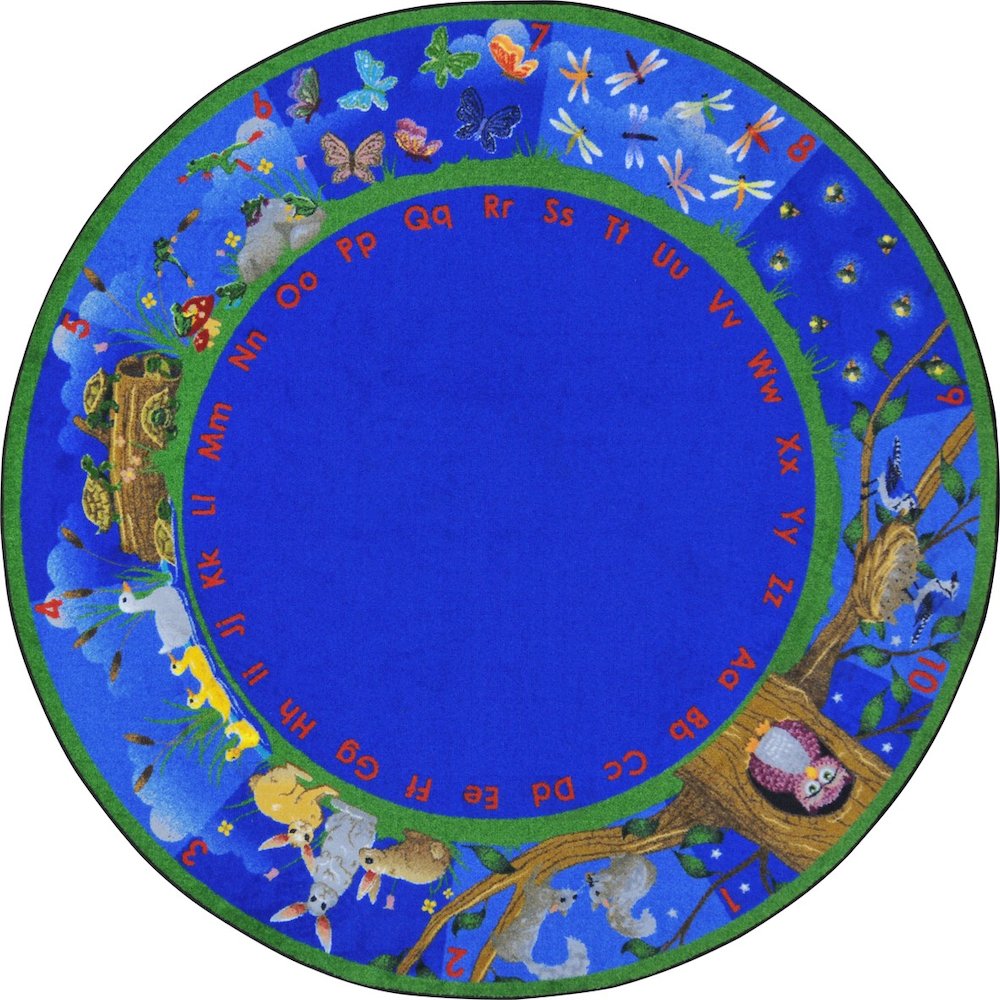 Kid Essentials Nature's Numbers 7'7" Round Area Rug in Color Multi