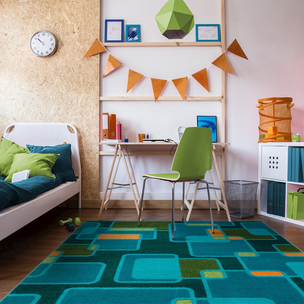 Kid Essentials Reflex 5'4" x 7'8" Area Rug in Color Citrus