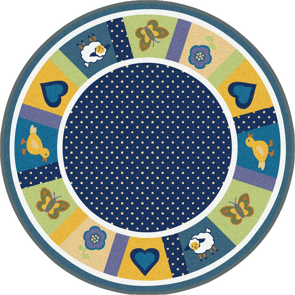 Kid Essentials Seeing Spots 7'7" Round Area Rug in Color Bold