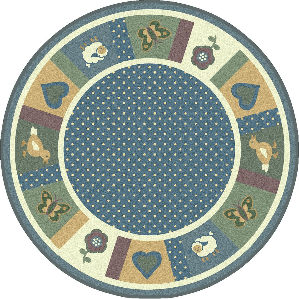 Kid Essentials Seeing Spots 7'7" Round Area Rug in Color Soft