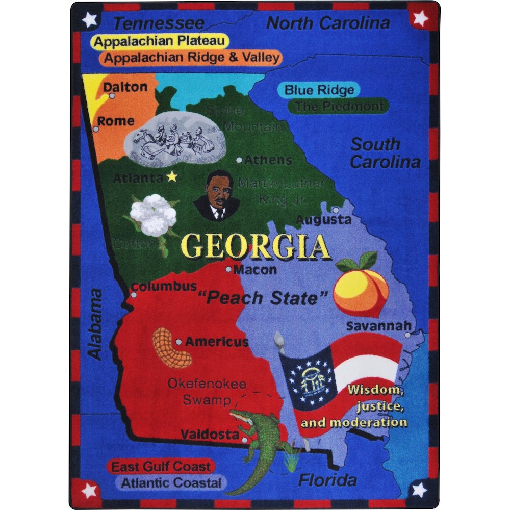 Kid Essentials State the Facts - Georgia 5'4" x 7'8" Area Rug in Color Multi
