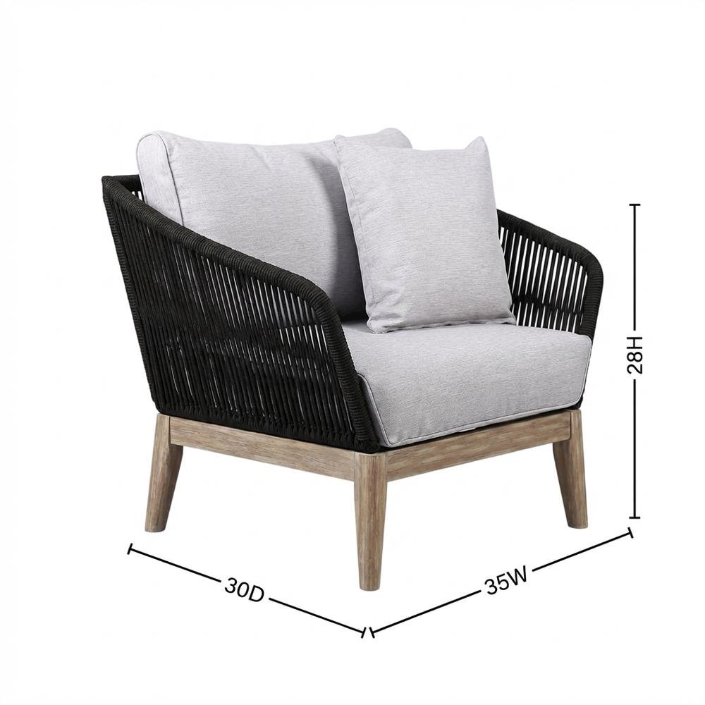 Light Eucalyptus Wood Indoor Outdoor Club Chair With Water And Uv Resistance