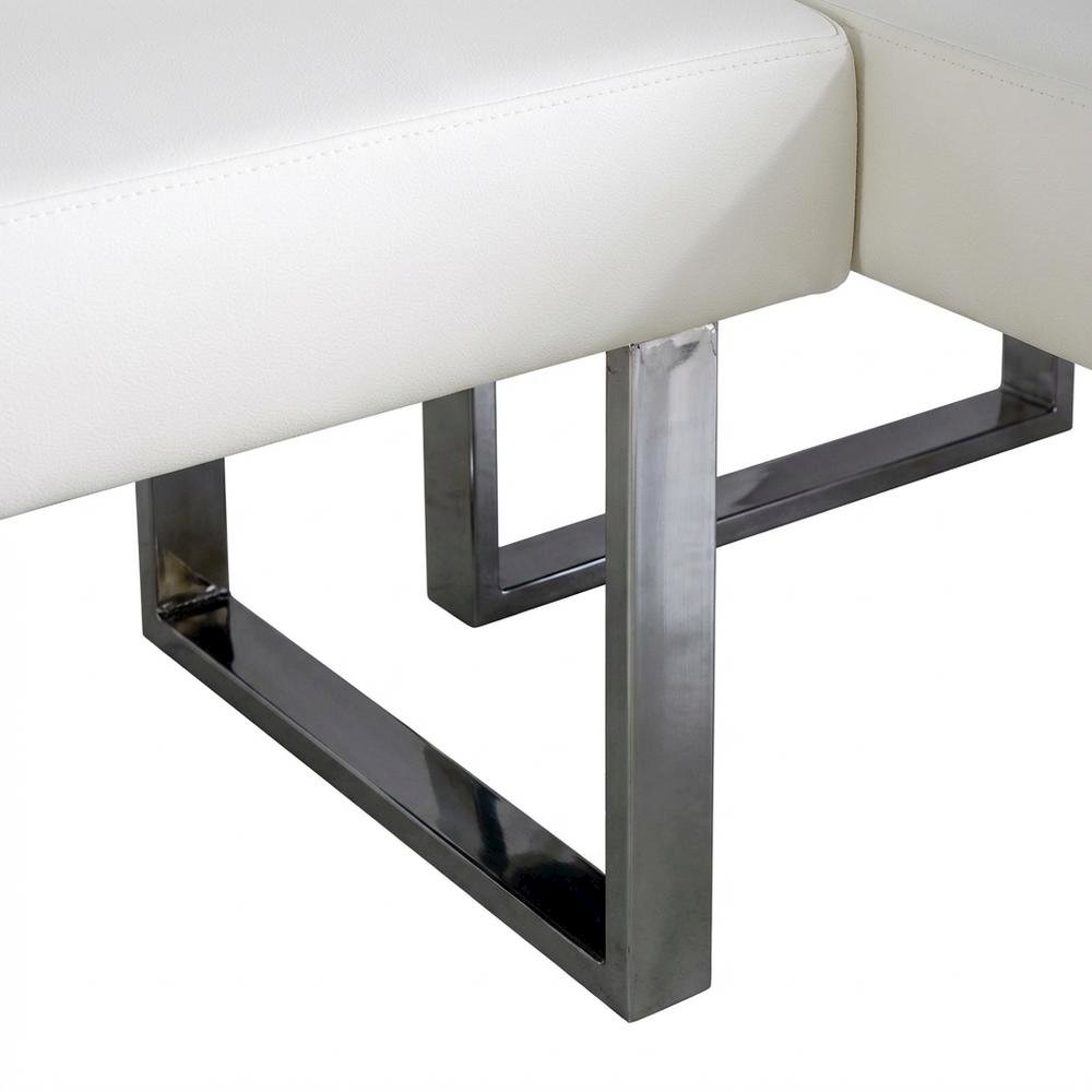 White Corner Outdoor Sofa With Polyurethane Fabric And Cushioned Seating