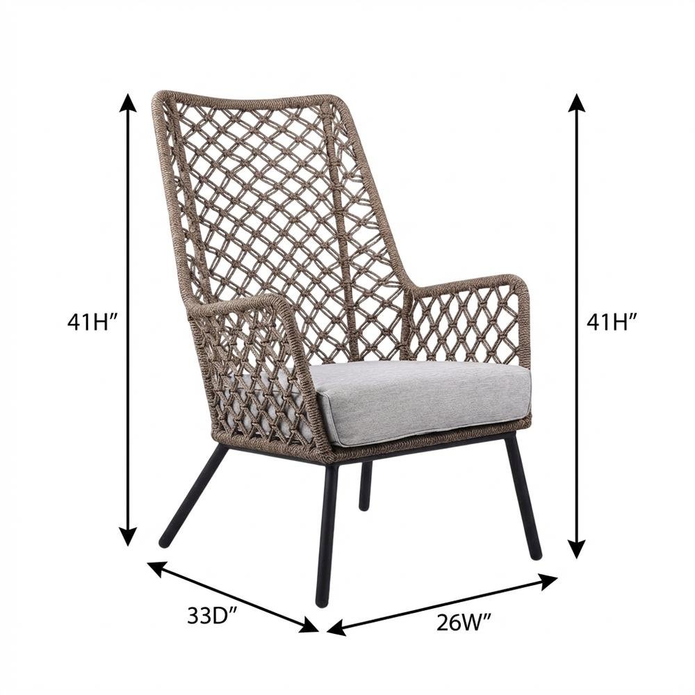 Gray Outdoor Lounge Chair With Removable Cushion, Water And Uv Resistant