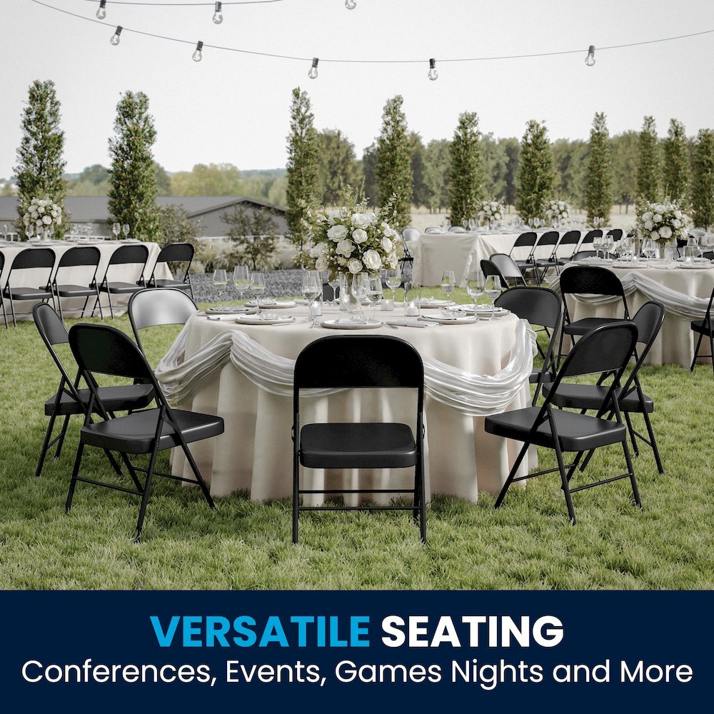 HERCULES Series Double Braced Black Metal Folding Chair