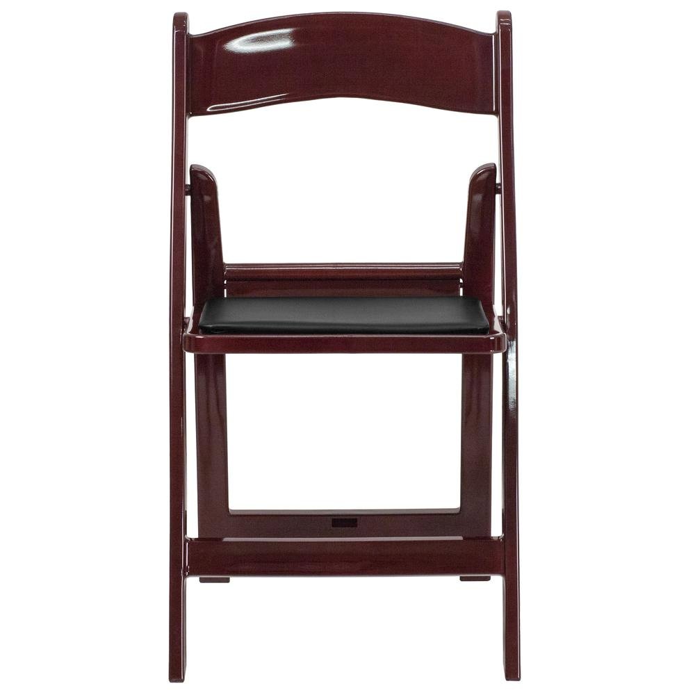 HERCULES Series 1000 lb. Capacity Red Mahogany Resin Folding Chair with Black Vinyl Padded Seat