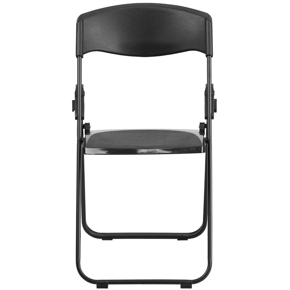 HERCULES Series 500 lb. Capacity Heavy Duty Black Plastic Folding Chair with Built-in Ganging Brackets