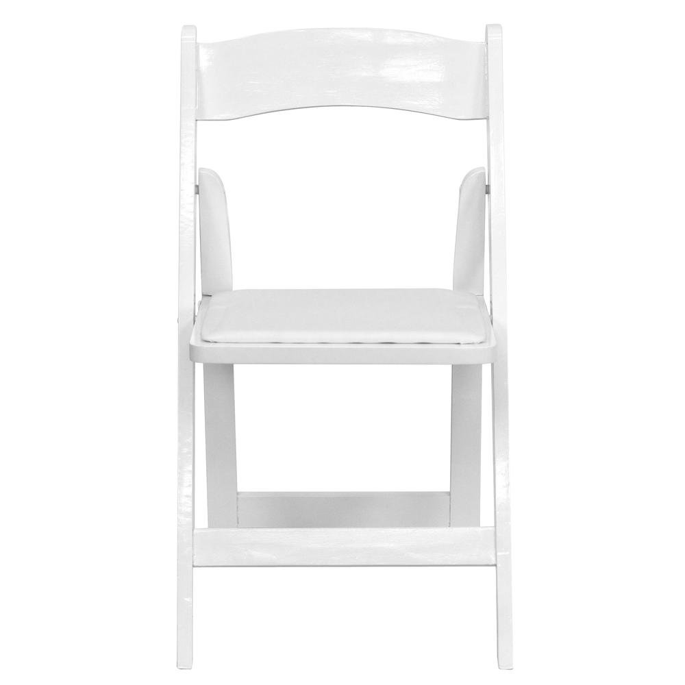 HERCULES Series White Wood Folding Chair with Vinyl Padded Seat