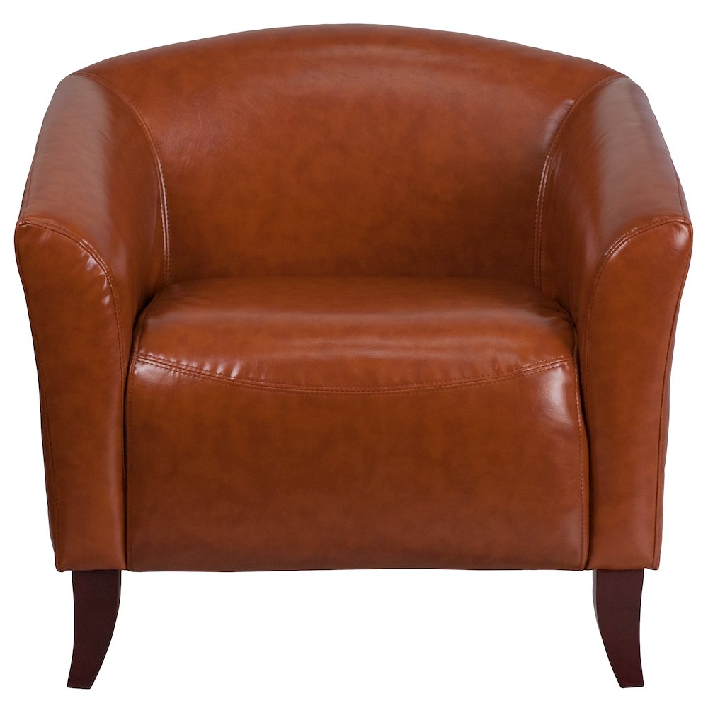 Cognac LeatherSoft Chair with Cherry Wood Feet