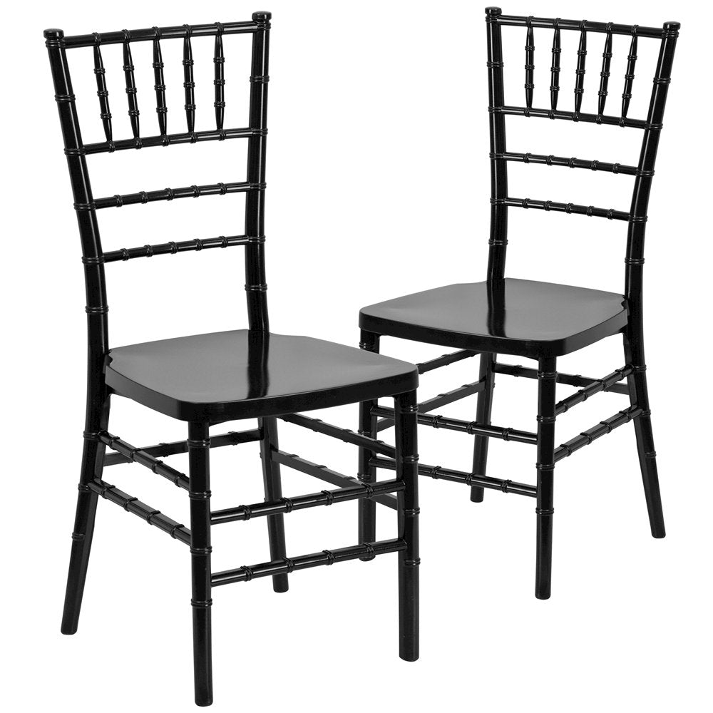 2 Pk. HERCULES PREMIUM Series Black Resin Stacking Chiavari Chair